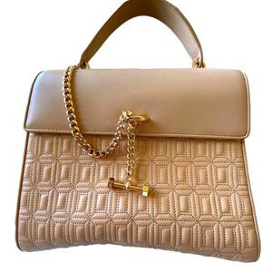 Luana Italy Paley Blush Satchel Handbag with Gold Chain Hardware - NEW